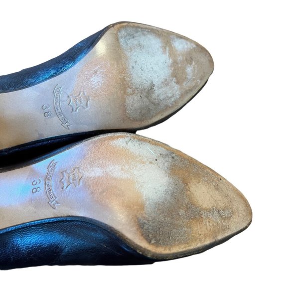 Vintage Jean Marie Chocolate Brown Leather Criss-Cross Strap Pumps Italy - Picture 15 of 15